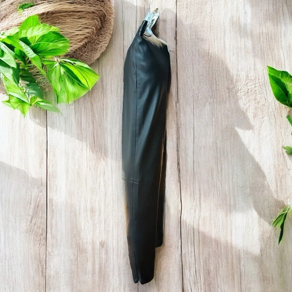 ZARA Womens Faux Leather Size M Ankle Zip High Waisted Black pants 4387/234 - Picture 4 of 11